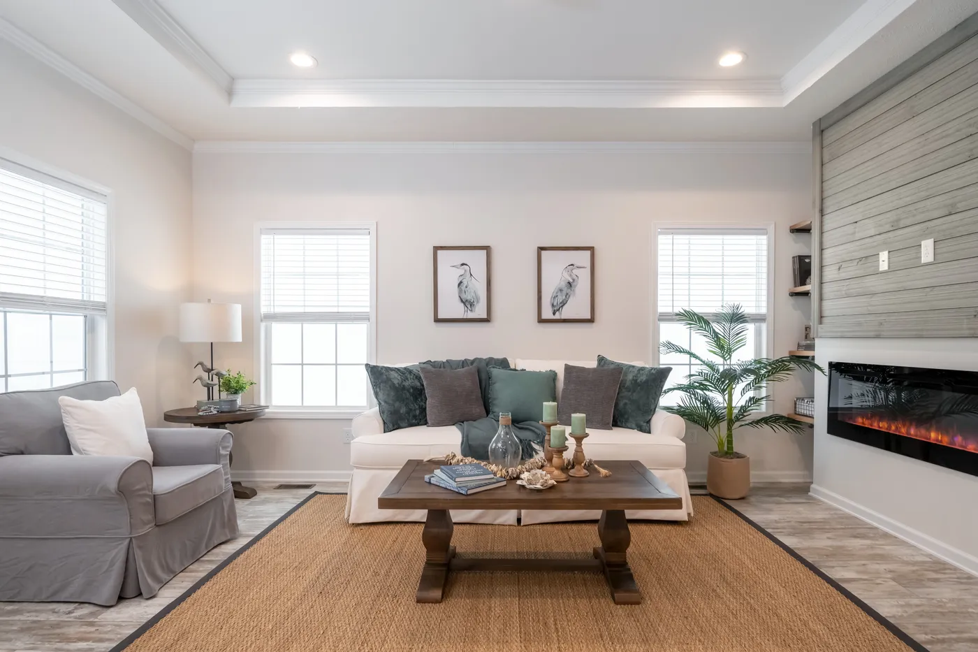 The 2889 THE COTTAGE MOD Living Room. This Modular Home features 3 bedrooms and 2 baths.