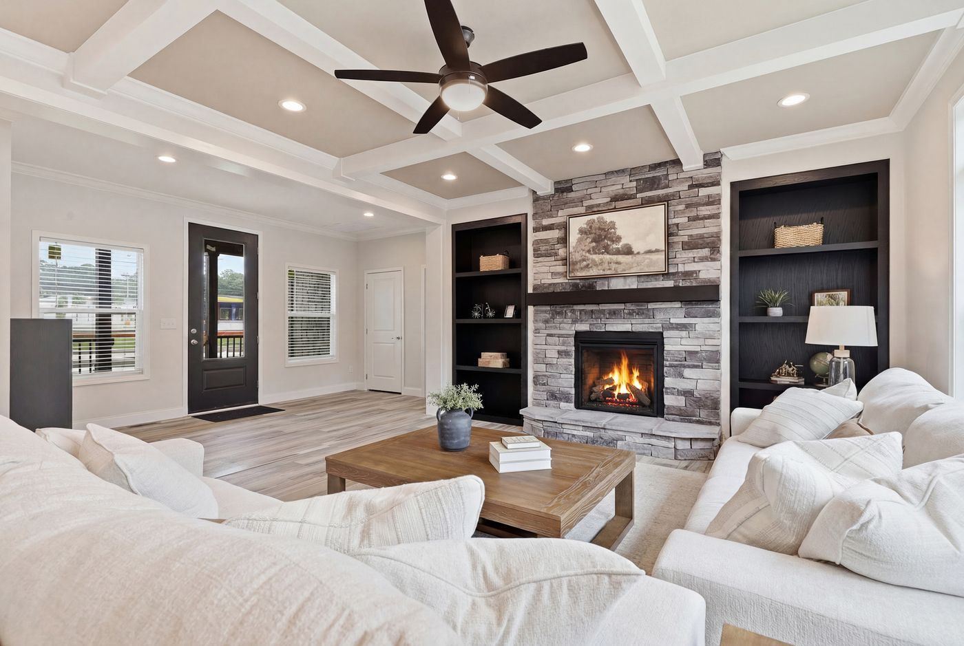 The THE SUMMIT Living Room. This Manufactured Mobile Home features 3 bedrooms and 2 baths.