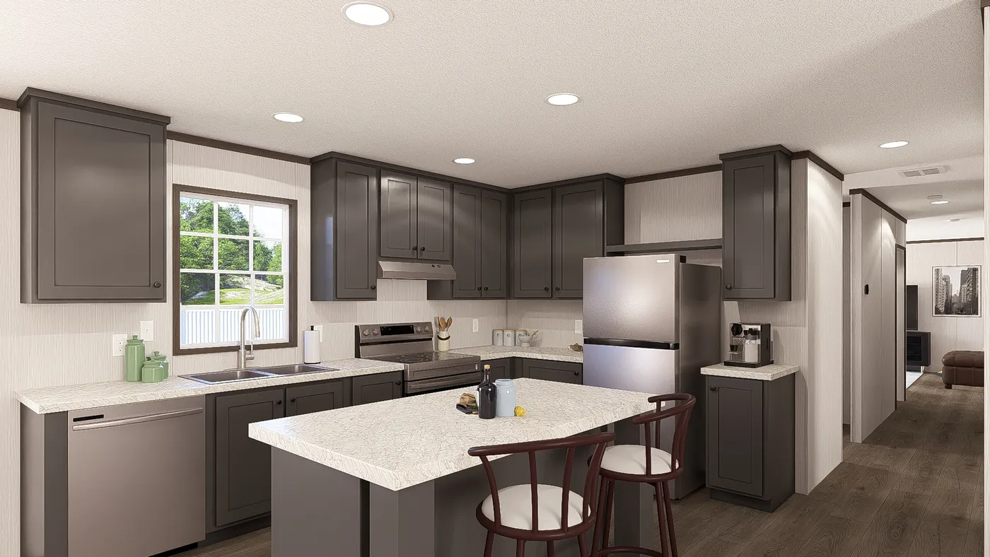 The LEGEND 28X68 Kitchen. This Manufactured Mobile Home features 4 bedrooms and 2 baths.