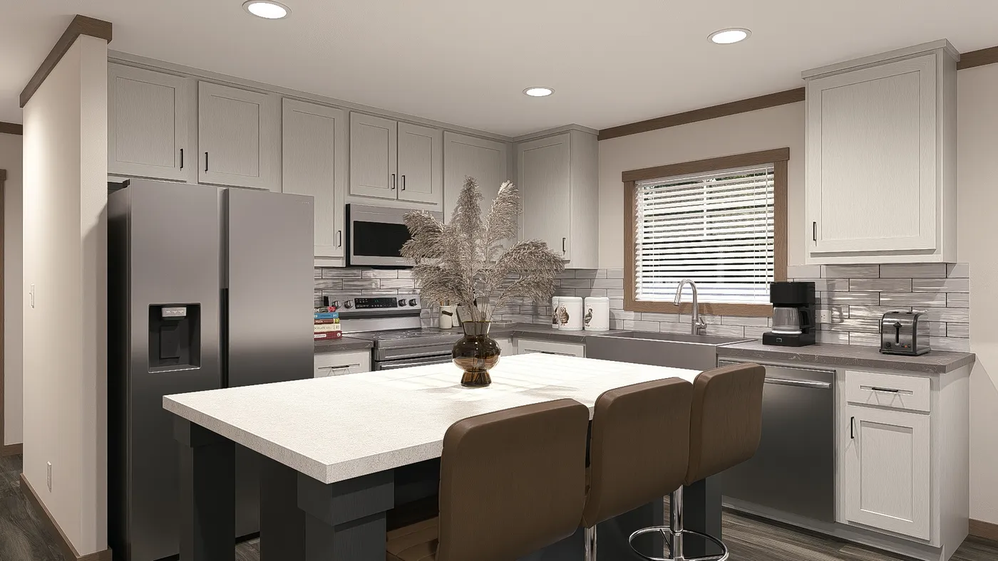 The LEXI Kitchen. This Manufactured Mobile Home features 3 bedrooms and 2 baths.