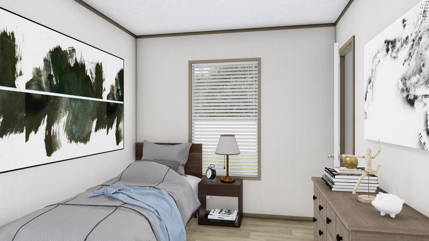 The MAGELLAN Bedroom. This Manufactured Mobile Home features 3 bedrooms and 2 baths.