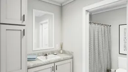 The FRONTIER Guest Bathroom. This Manufactured Mobile Home features 3 bedrooms and 2 baths.