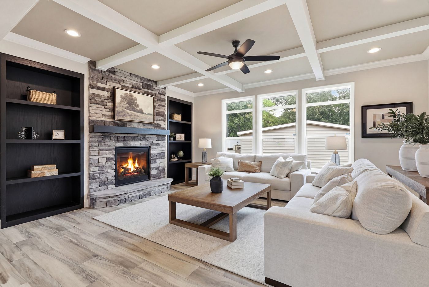The THE SUMMIT Living Room. This Manufactured Mobile Home features 3 bedrooms and 2 baths.