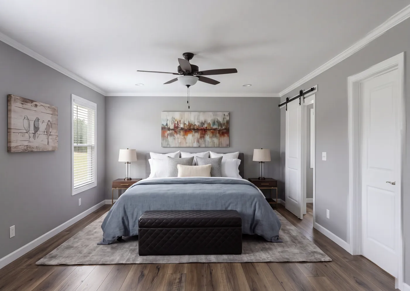 The THE ROOSEVELT Primary Bedroom. This Manufactured Mobile Home features 4 bedrooms and 3 baths.