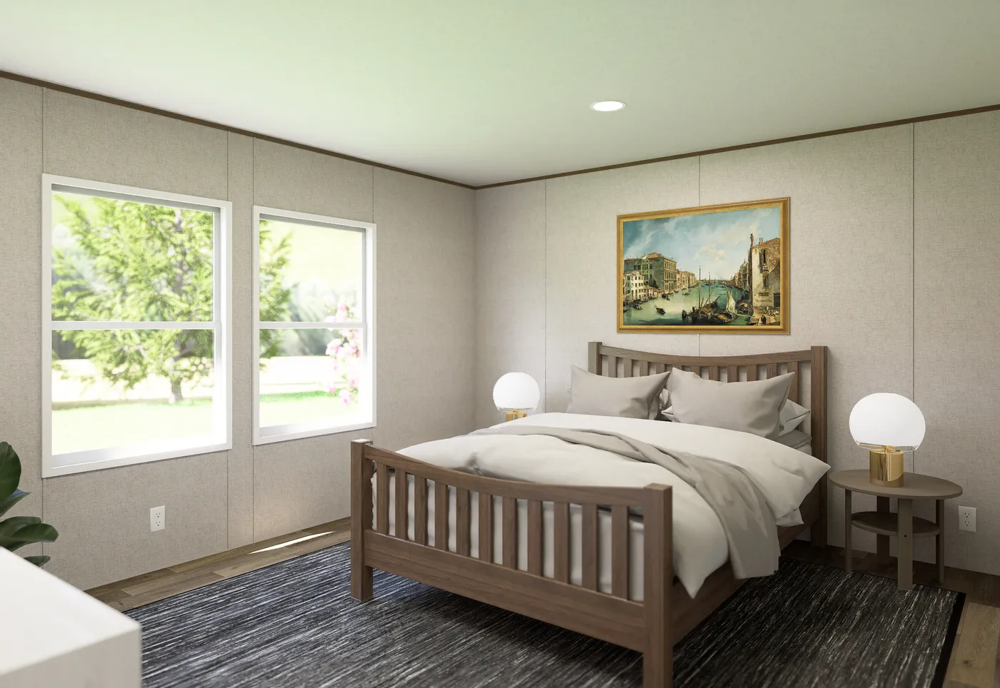 The CEDAR Primary Bedroom. This Manufactured Mobile Home features 3 bedrooms and 2 baths.