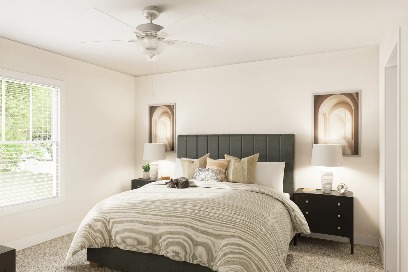 The 5628-MS067-2 HUNTINGTON Primary Bedroom. This Manufactured Mobile Home features 4 bedrooms and 2 baths.