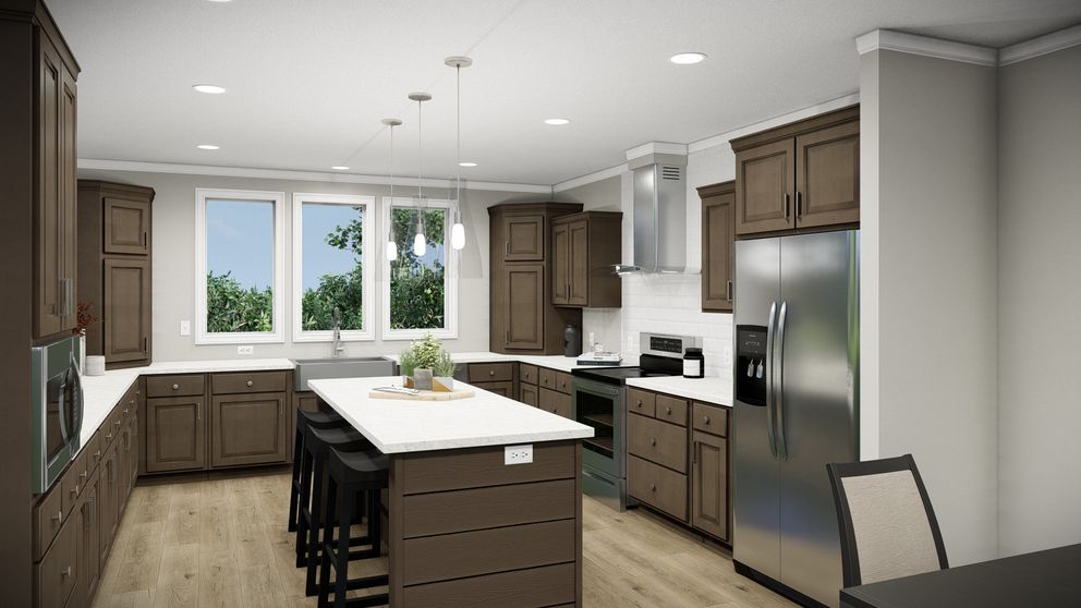 The HUXTON II Kitchen. This Manufactured Mobile Home features 4 bedrooms and 2 baths.