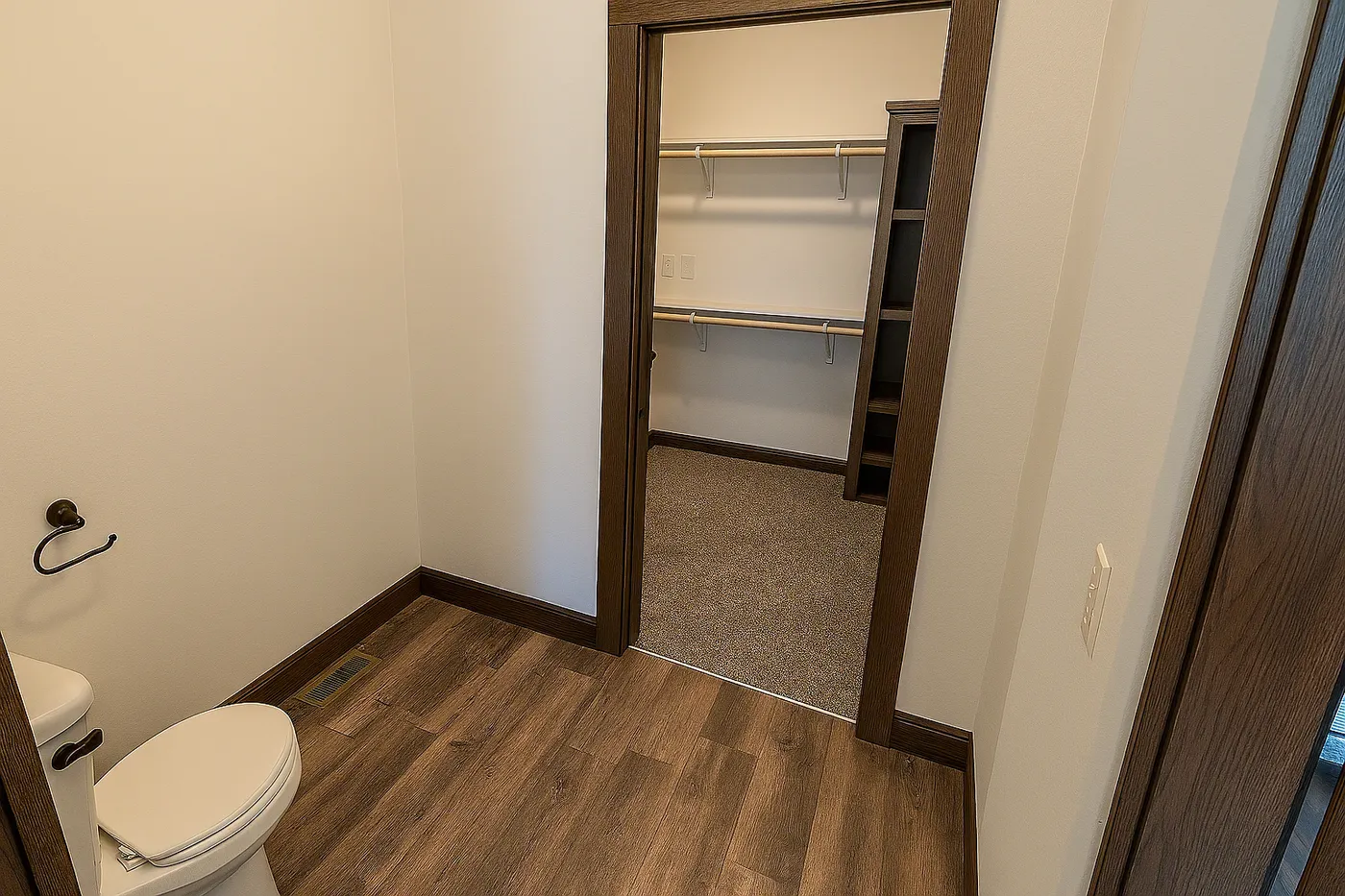 The LEGEND 402 MOD Primary Bathroom. This Modular Home features 3 bedrooms and 2 baths.