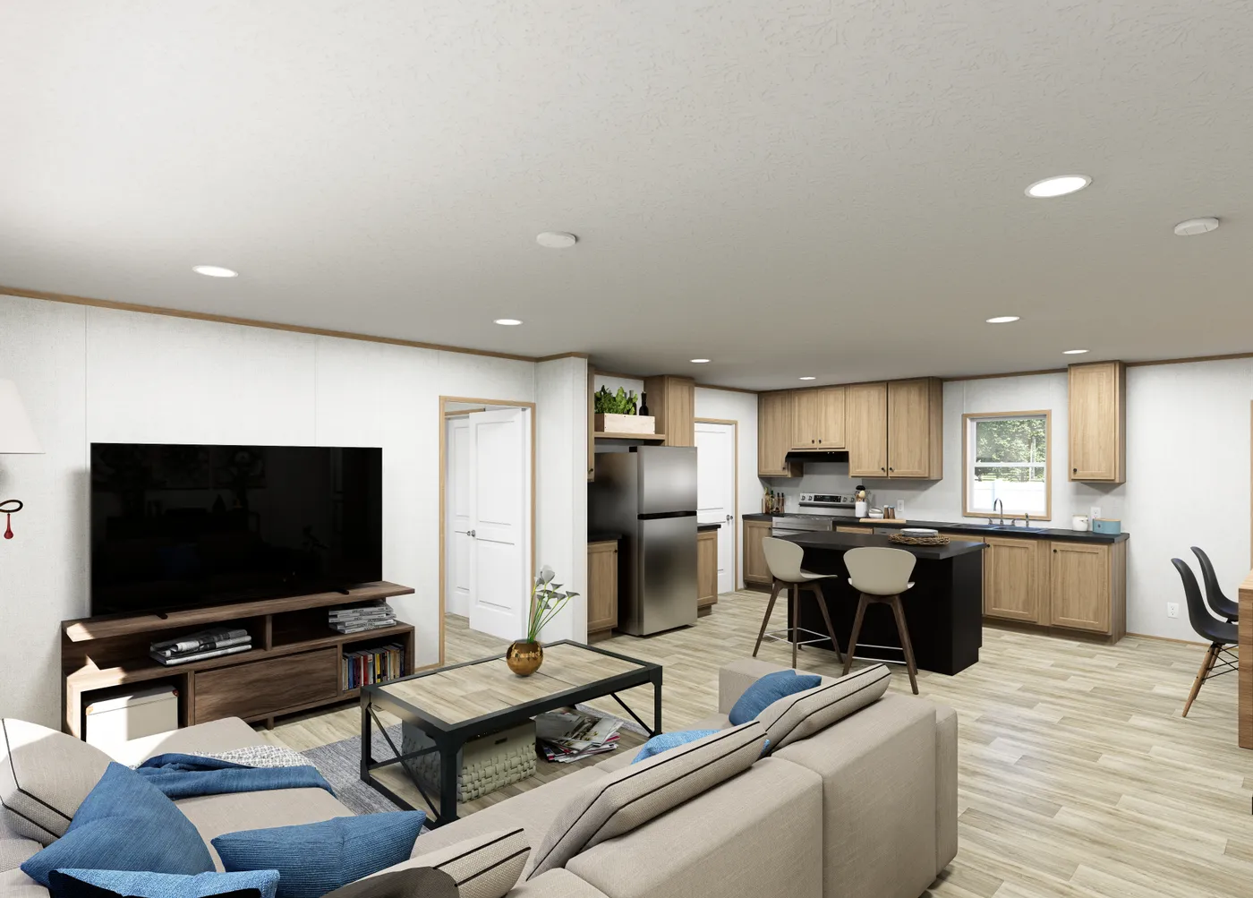 The ASPIRE Living Room. This Manufactured Mobile Home features 3 bedrooms and 2 baths.