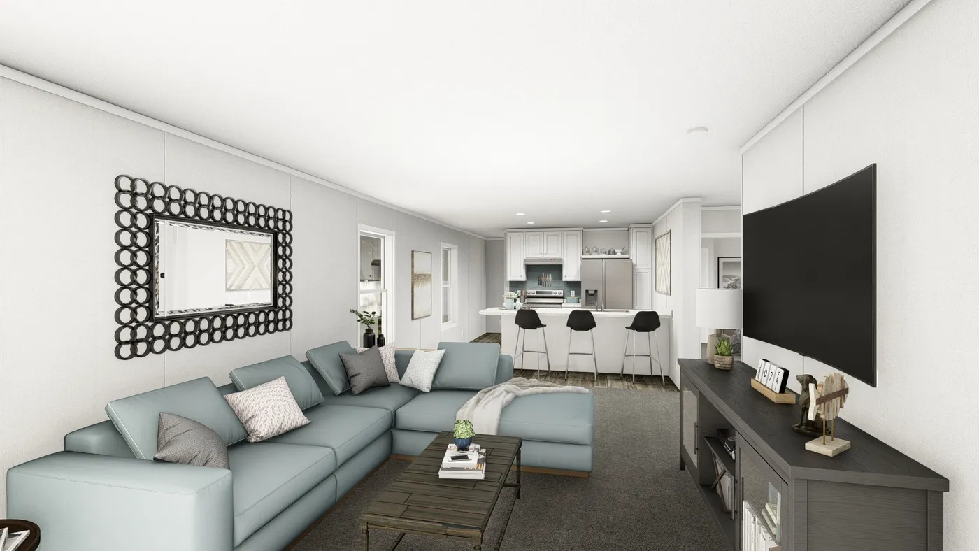 The JADE Foyer. This Manufactured Mobile Home features 2 bedrooms and 1 bath.