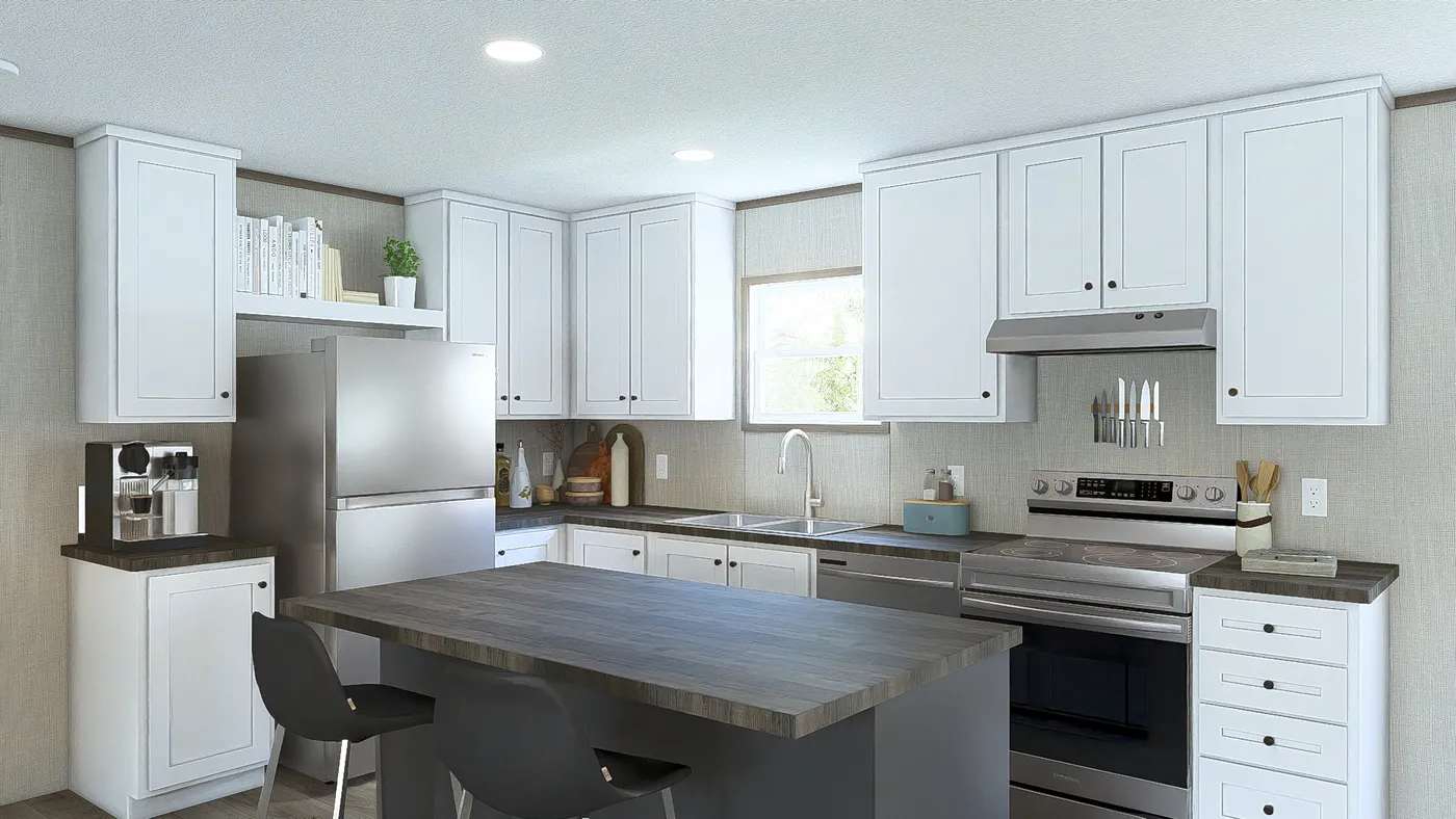 The LEGEND 28X48 Kitchen. This Manufactured Mobile Home features 3 bedrooms and 2 baths.