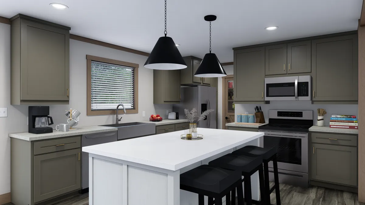 The EMILIE Kitchen. This Manufactured Mobile Home features 3 bedrooms and 2 baths.