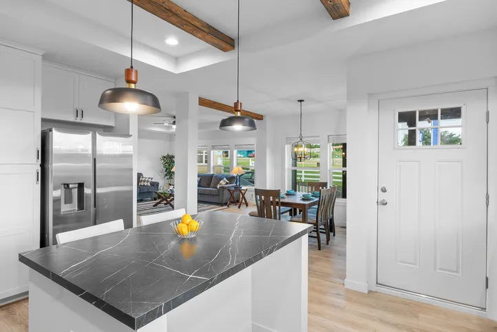 The LULAMAE 3 Kitchen. This Manufactured Mobile Home features 3 bedrooms and 2 baths.