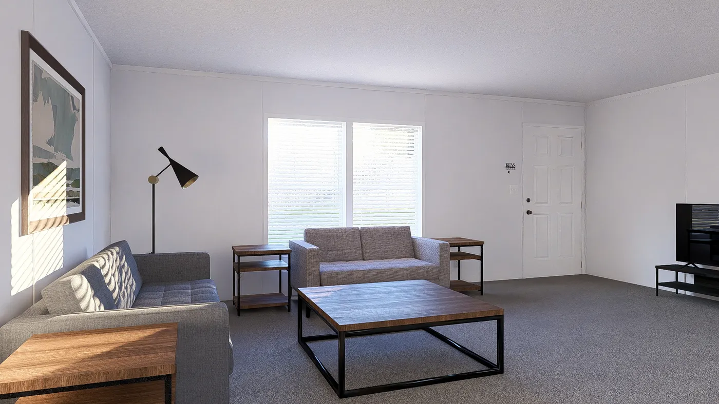 The AMETHYST Living Room. This Manufactured Mobile Home features 3 bedrooms and 2 baths.