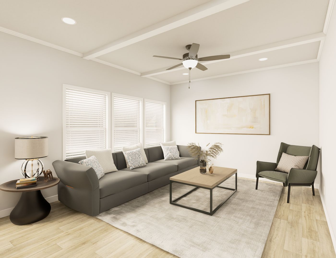 The THE ELITE 52 Family Room. This Manufactured Mobile Home features 3 bedrooms and 2 baths.