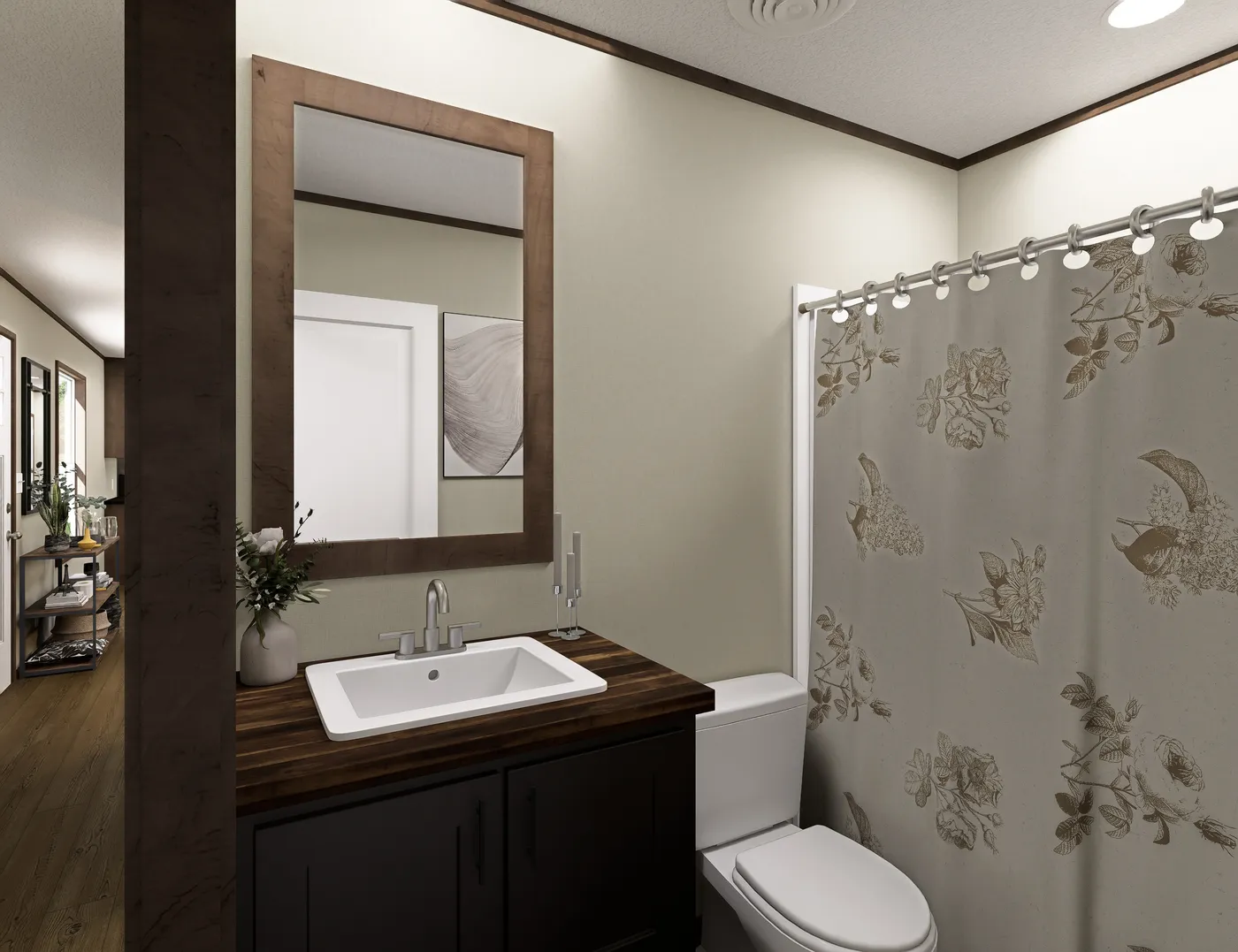 The ZION Guest Bathroom. This Manufactured Mobile Home features 3 bedrooms and 2 baths.