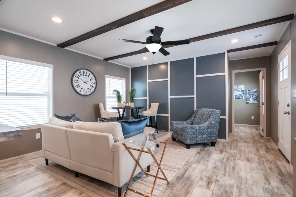The LIBERTY Living Room. This Manufactured Mobile Home features 3 bedrooms and 2 baths.