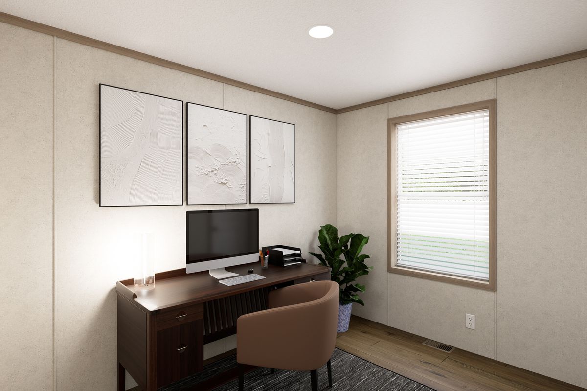 The 6616-CC01 CORNERSTONE 66 Guest Bedroom. This Manufactured Mobile Home features 3 bedrooms and 2 baths.