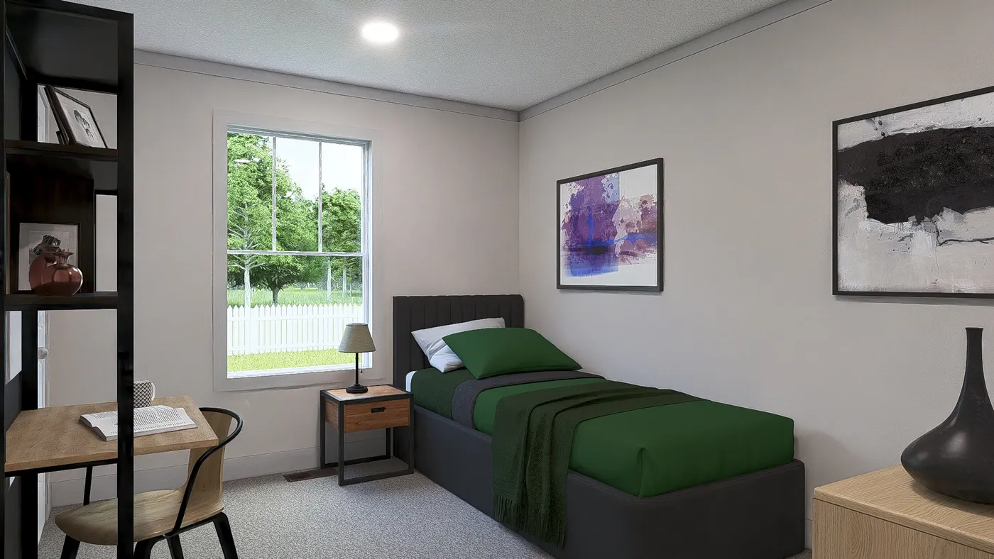 The STAYIN' ALIVE Guest Bedroom. This Manufactured Mobile Home features 3 bedrooms and 2 baths.