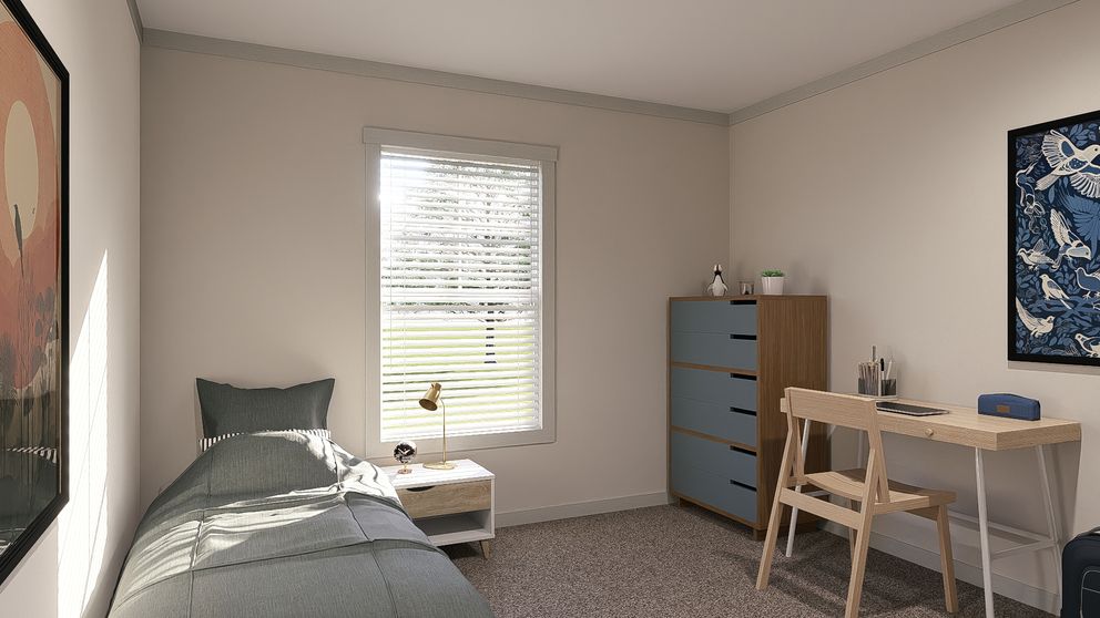 The FARM 3 FLEX ELITE DEN Guest Bedroom. This Manufactured Mobile Home features 3 bedrooms and 2 baths.