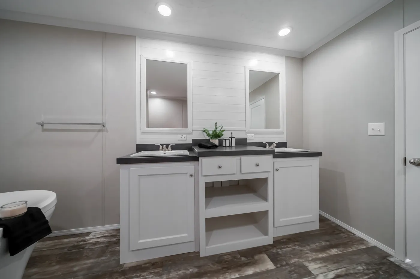 The NORTHSHORE Primary Bathroom. This Manufactured Mobile Home features 3 bedrooms and 2 baths.