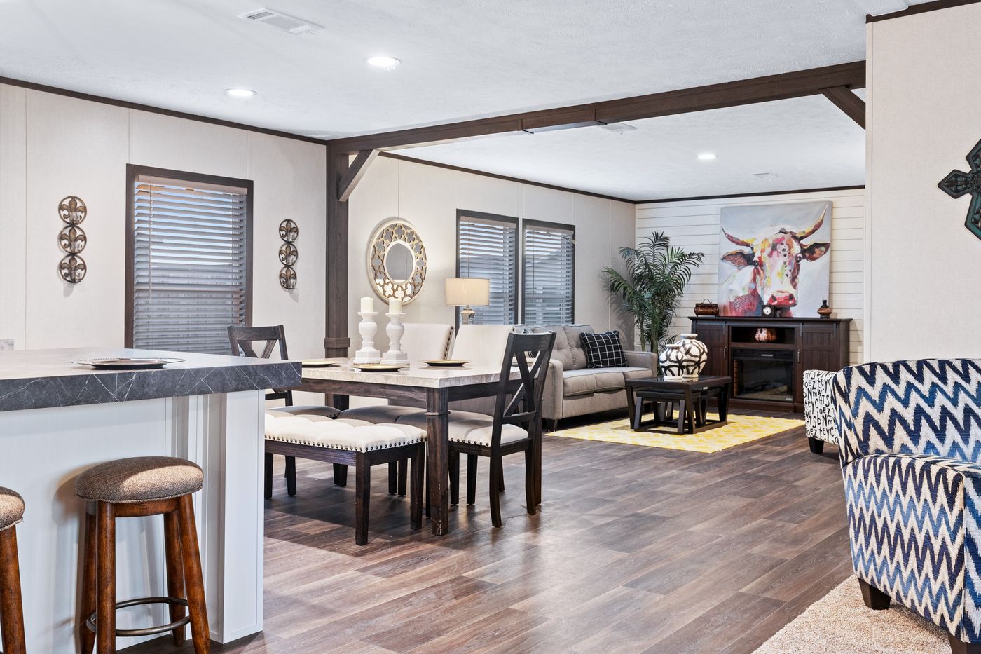 The HERCULES Dining Area. This Manufactured Mobile Home features 4 bedrooms and 2 baths.
