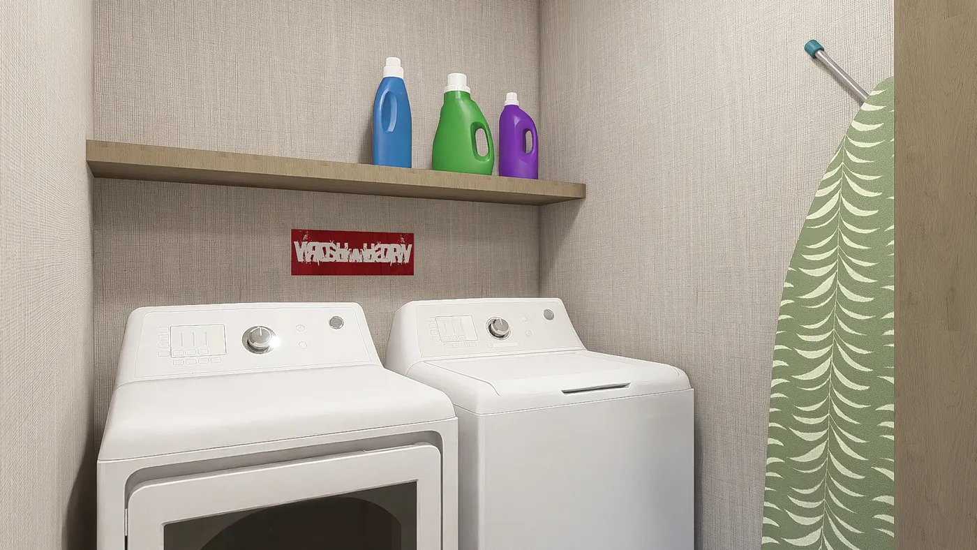 The ZION Utility Room. This Manufactured Mobile Home features 3 bedrooms and 2 baths.