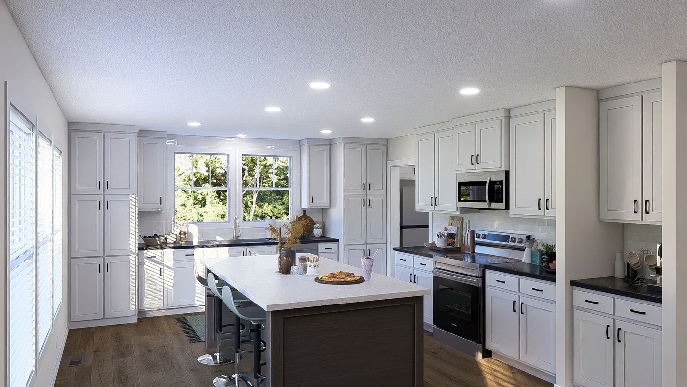 The PIONEER ST 6030-MS064 SECT Kitchen. This Manufactured Mobile Home features 3 bedrooms and 2 baths.