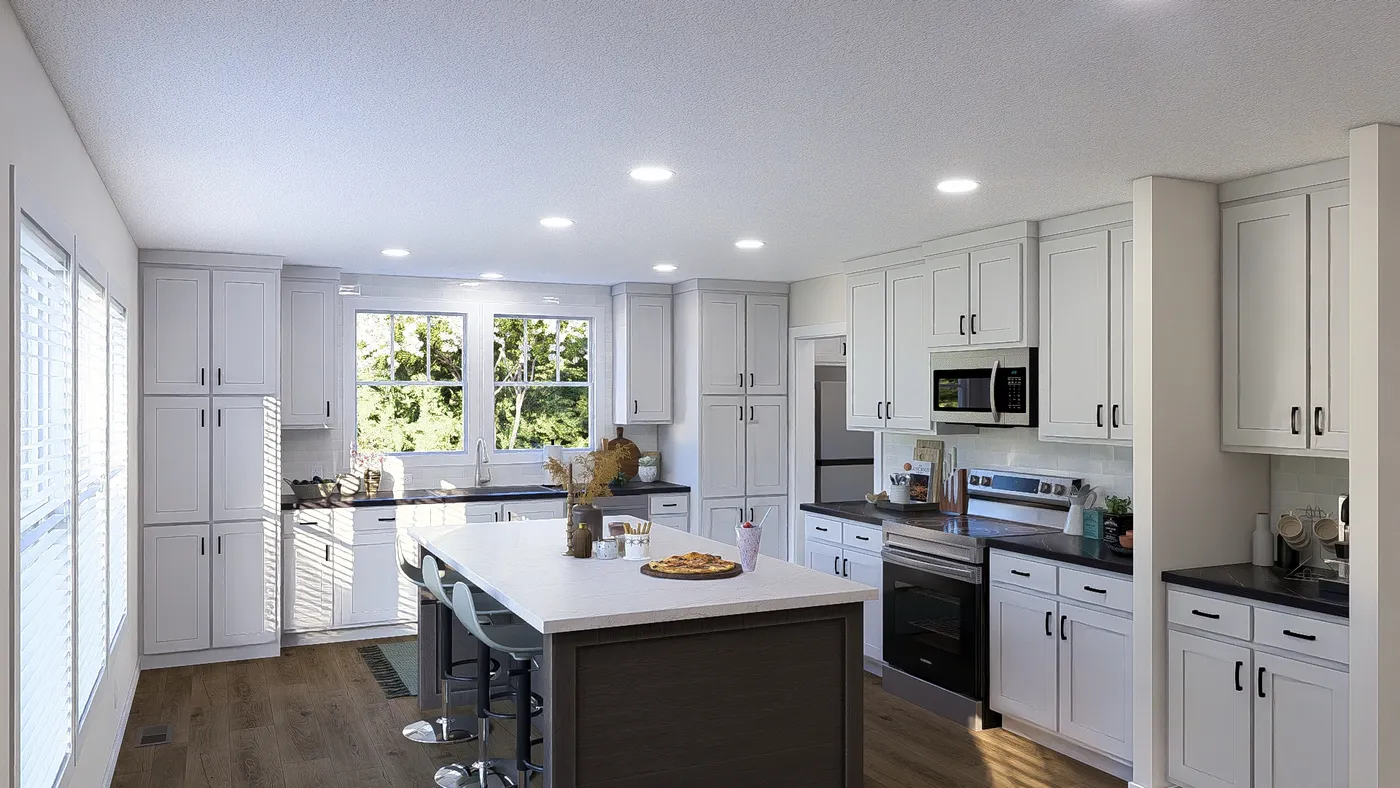 The PIONEER ST 6030-MS064 SECT Kitchen. This Manufactured Mobile Home features 3 bedrooms and 2 baths.