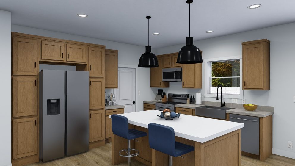 The ACADIA Kitchen. This Manufactured Mobile Home features 3 bedrooms and 2 baths.