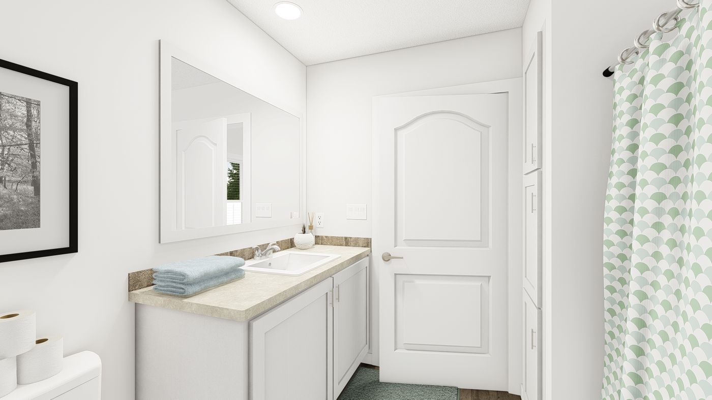 The RAMSEY 223 Primary Bathroom. This Manufactured Mobile Home features 3 bedrooms and 2 baths.