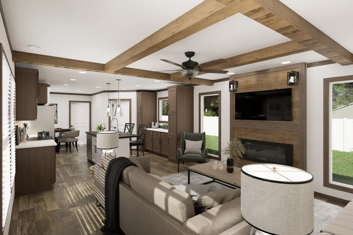 The THE TRUMAN Living Room. This Manufactured Mobile Home features 3 bedrooms and 2 baths.
