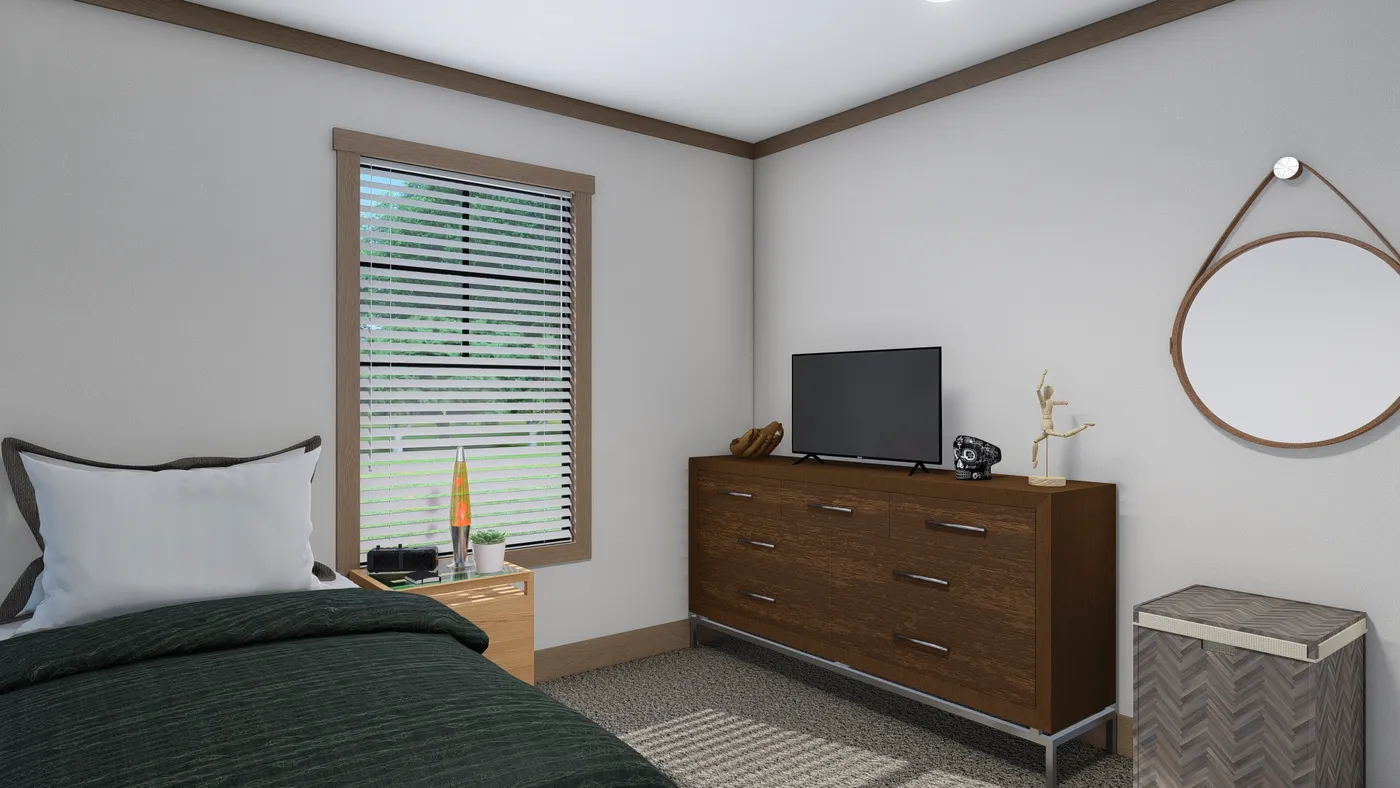The LORALEI Bedroom. This Manufactured Mobile Home features 3 bedrooms and 2 baths.
