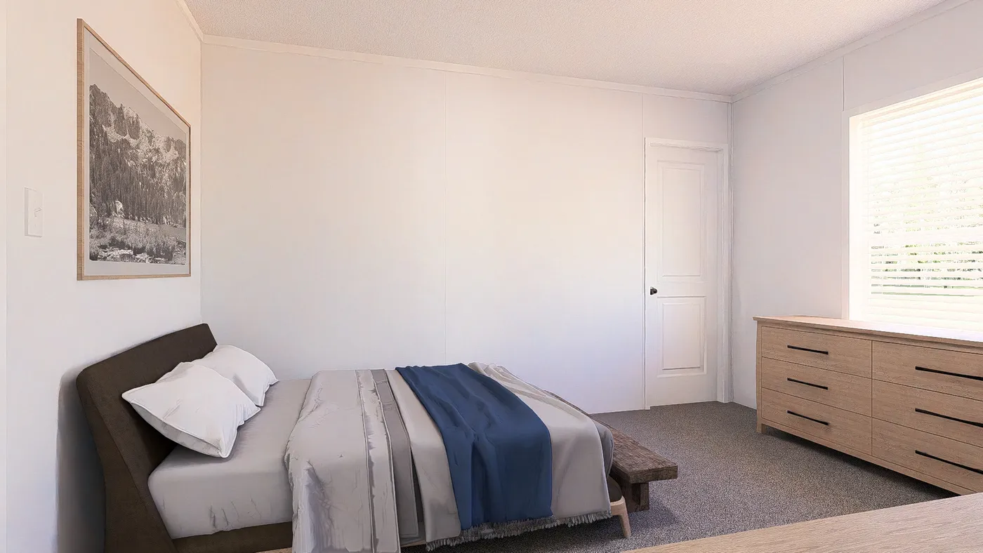 The AMETHYST Bedroom. This Manufactured Mobile Home features 3 bedrooms and 2 baths.