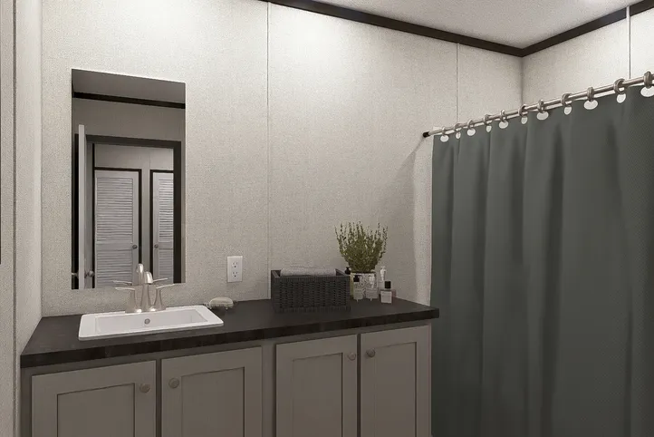 The REVEAL Guest Bathroom. This Manufactured Mobile Home features 3 bedrooms and 2 baths.