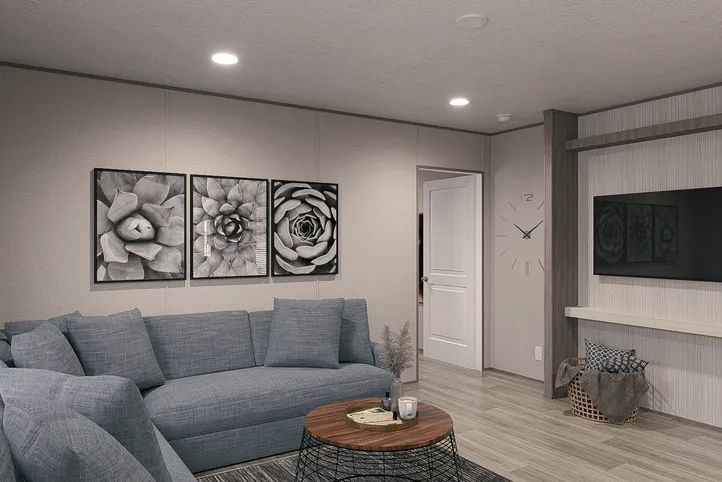The MAYNARDVILLE CLASSIC 56 Living Room. This Manufactured Mobile Home features 2 bedrooms and 2 baths.