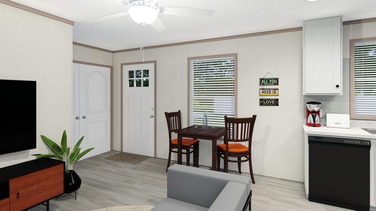 The 4816-4790 THE PULSE Living Room. This Manufactured Mobile Home features 2 bedrooms and 1 bath.