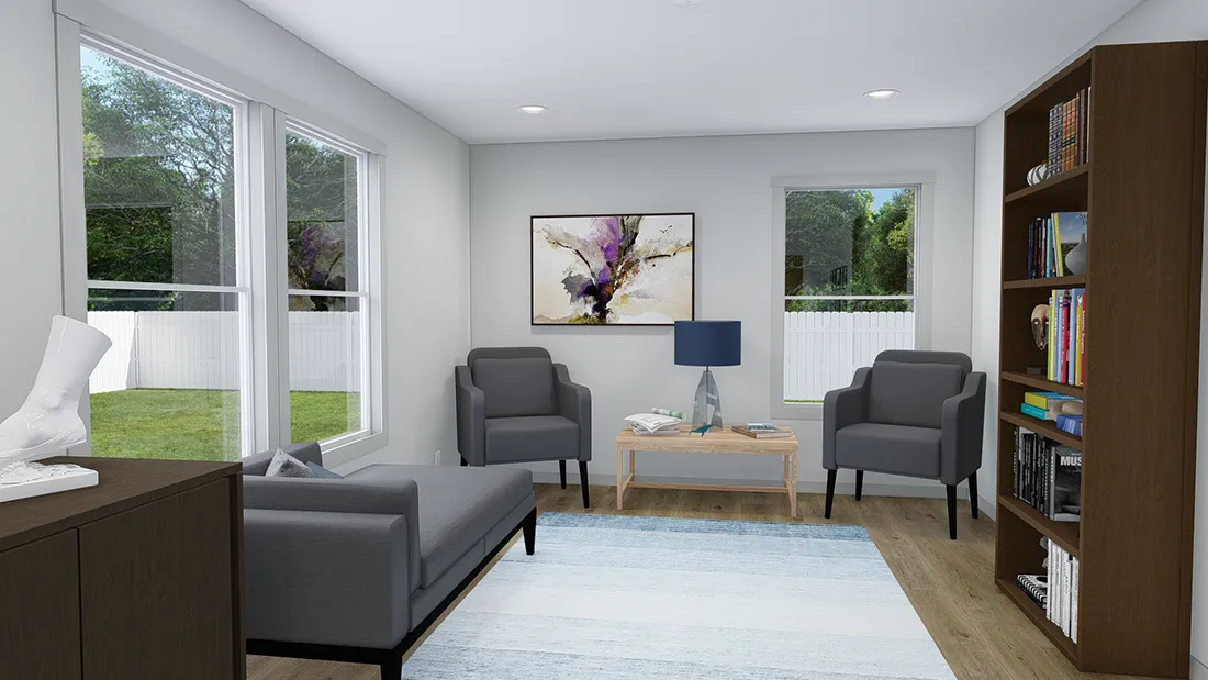 The PURPLE RAIN Living Room. This Manufactured Mobile Home features 3 bedrooms and 2 baths.