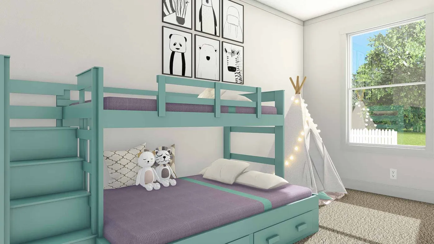 The UNDER PRESSURE Guest Bedroom. This Manufactured Mobile Home features 3 bedrooms and 2 baths.