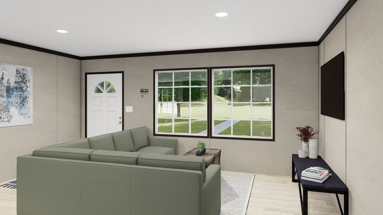 The ULTRA PRO 3 BR 28X60 Living Room. This Manufactured Mobile Home features 3 bedrooms and 2 baths.
