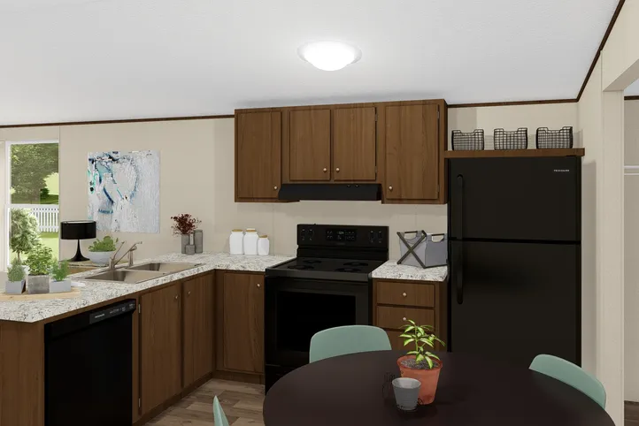 The BLISS Kitchen. This Manufactured Mobile Home features 2 bedrooms and 1 bath.