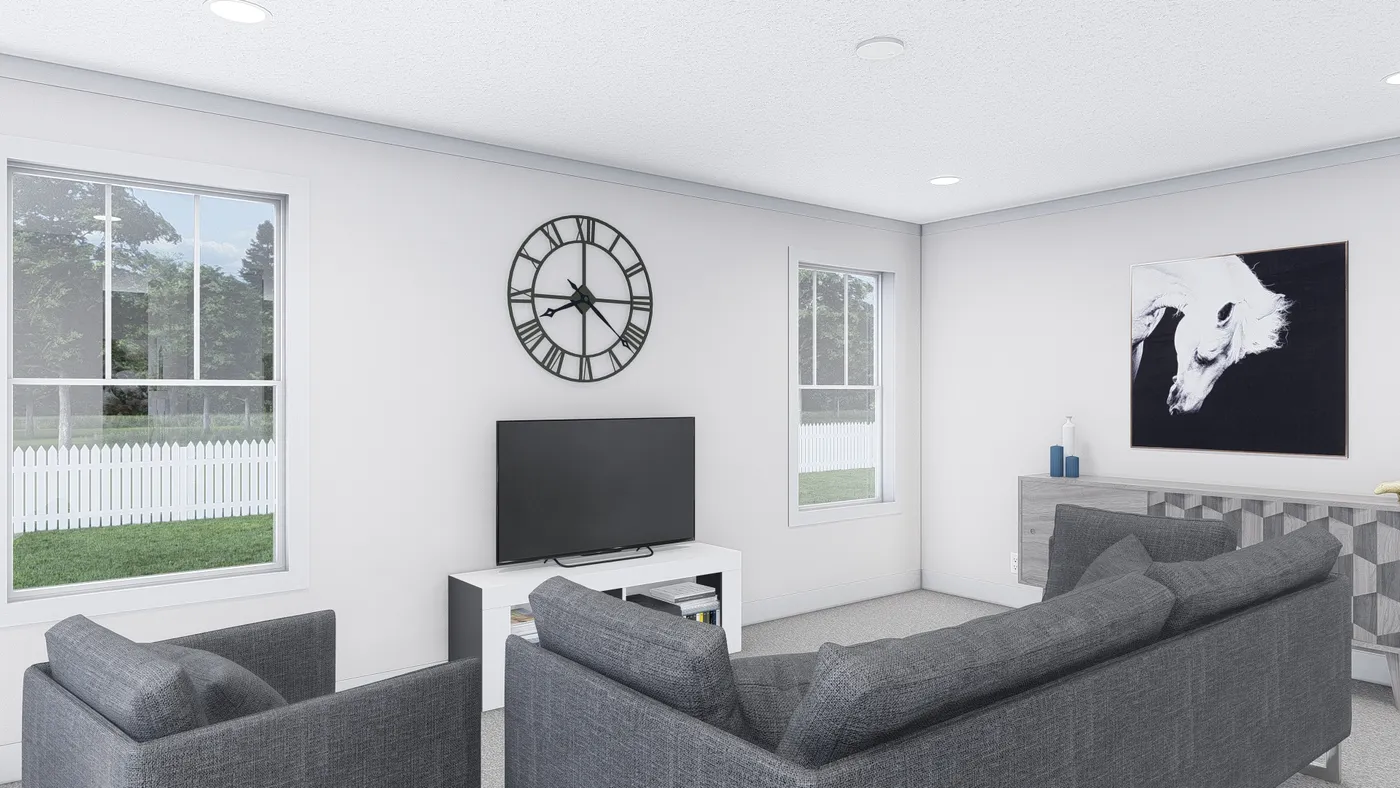 The JOHNNY B GOODE Living Room. This Manufactured Mobile Home features 3 bedrooms and 2 baths.