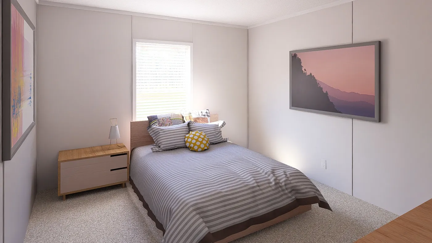 The GARNET Bedroom. This Manufactured Mobile Home features 3 bedrooms and 2 baths.