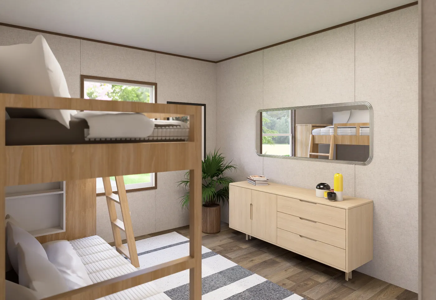 The CEDAR Guest Bedroom. This Manufactured Mobile Home features 3 bedrooms and 2 baths.