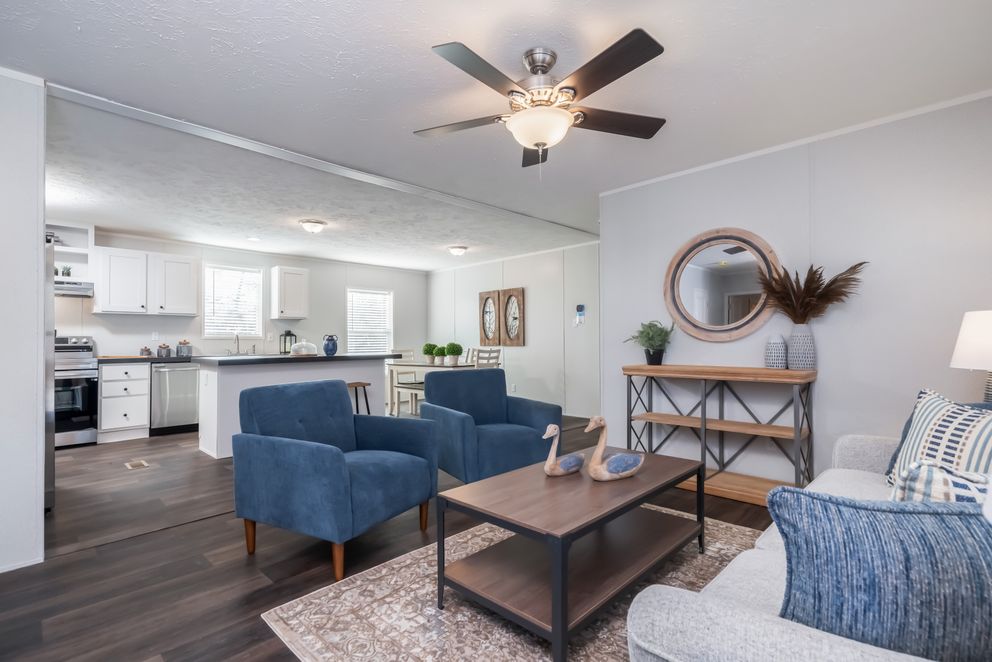 The THE EAGLE 48 Living Room. This Manufactured Mobile Home features 3 bedrooms and 2 baths.