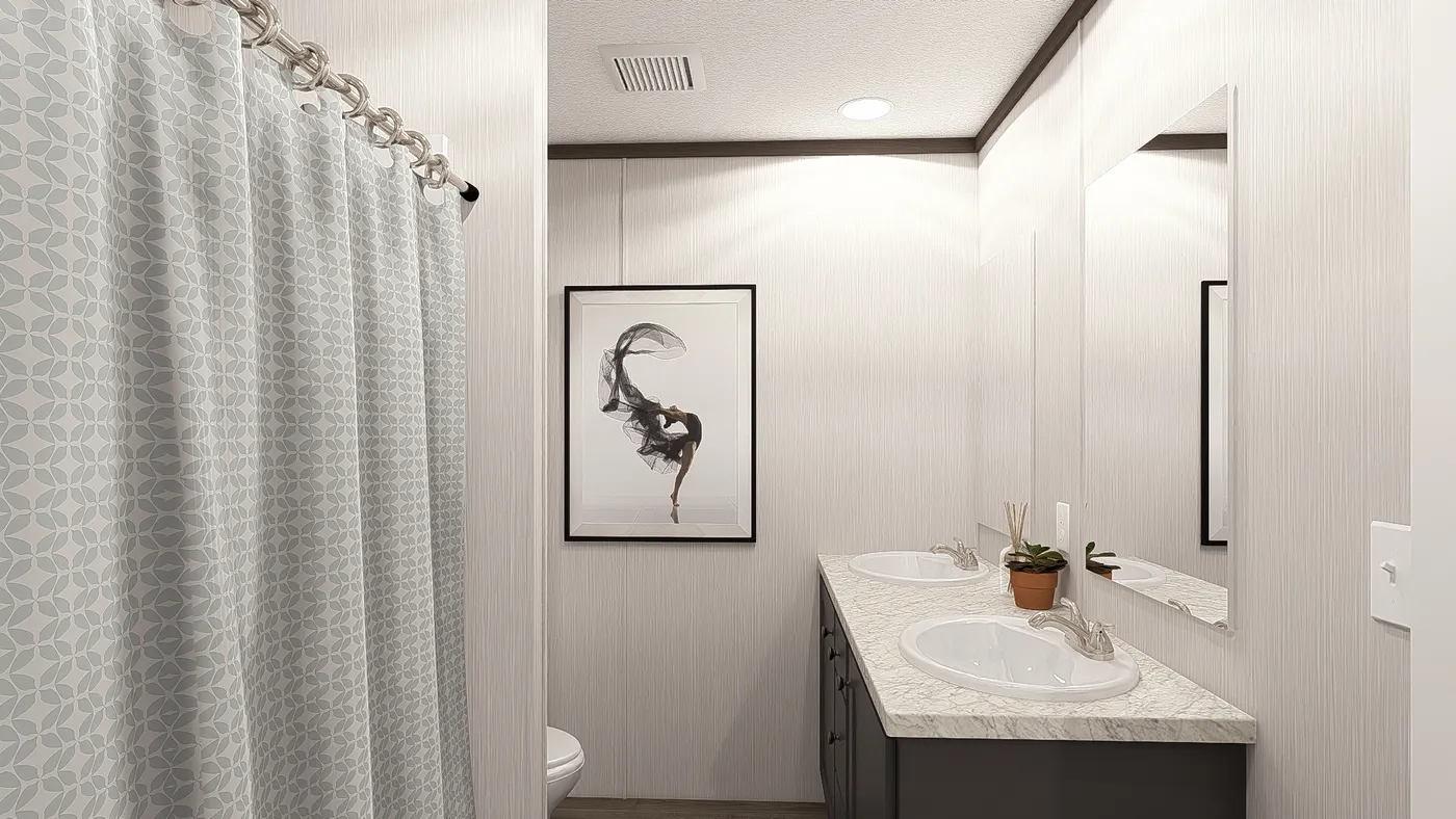 The LEGEND 28X68 Guest Bathroom. This Manufactured Mobile Home features 4 bedrooms and 2 baths.