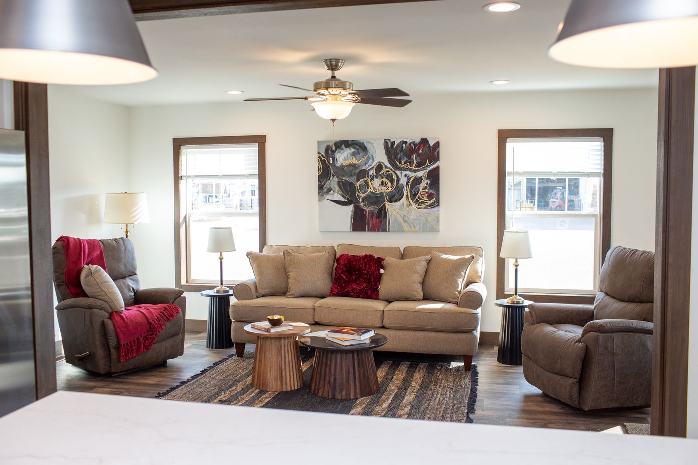 The RAMSEY 75 MOD Living Room. This Modular Home features 4 bedrooms and 2 baths.