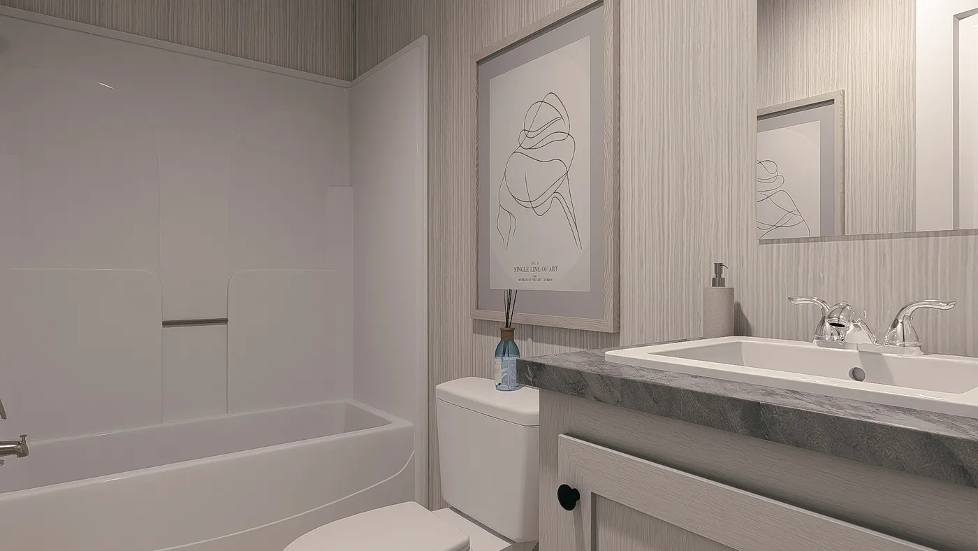 The MAYNARDVILLE CLASSIC 72 Guest Bathroom. This Manufactured Mobile Home features 3 bedrooms and 2 baths.