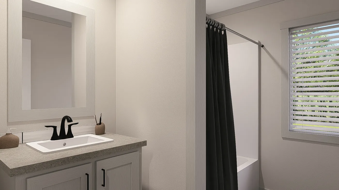 The FARM 3 FLEX DEN Guest Bathroom. This Manufactured Mobile Home features 3 bedrooms and 2 baths.