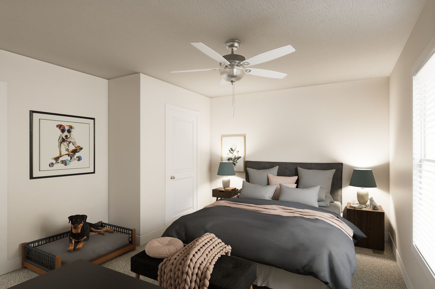 The 4428-MS066 BLUFFTON Primary Bedroom. This Manufactured Mobile Home features 3 bedrooms and 2 baths.